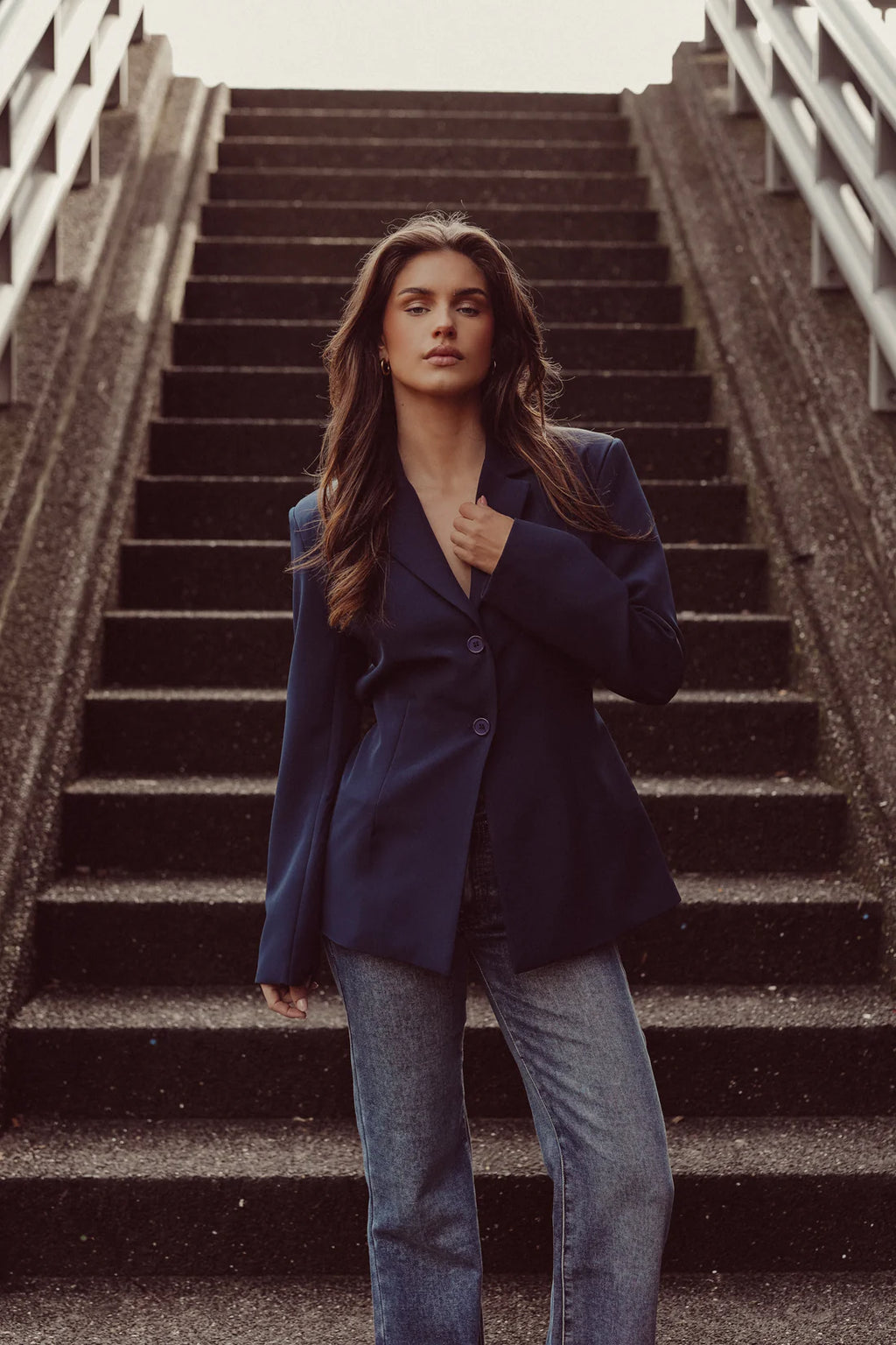 Seravelle Fitted Blazer Navy Blue
