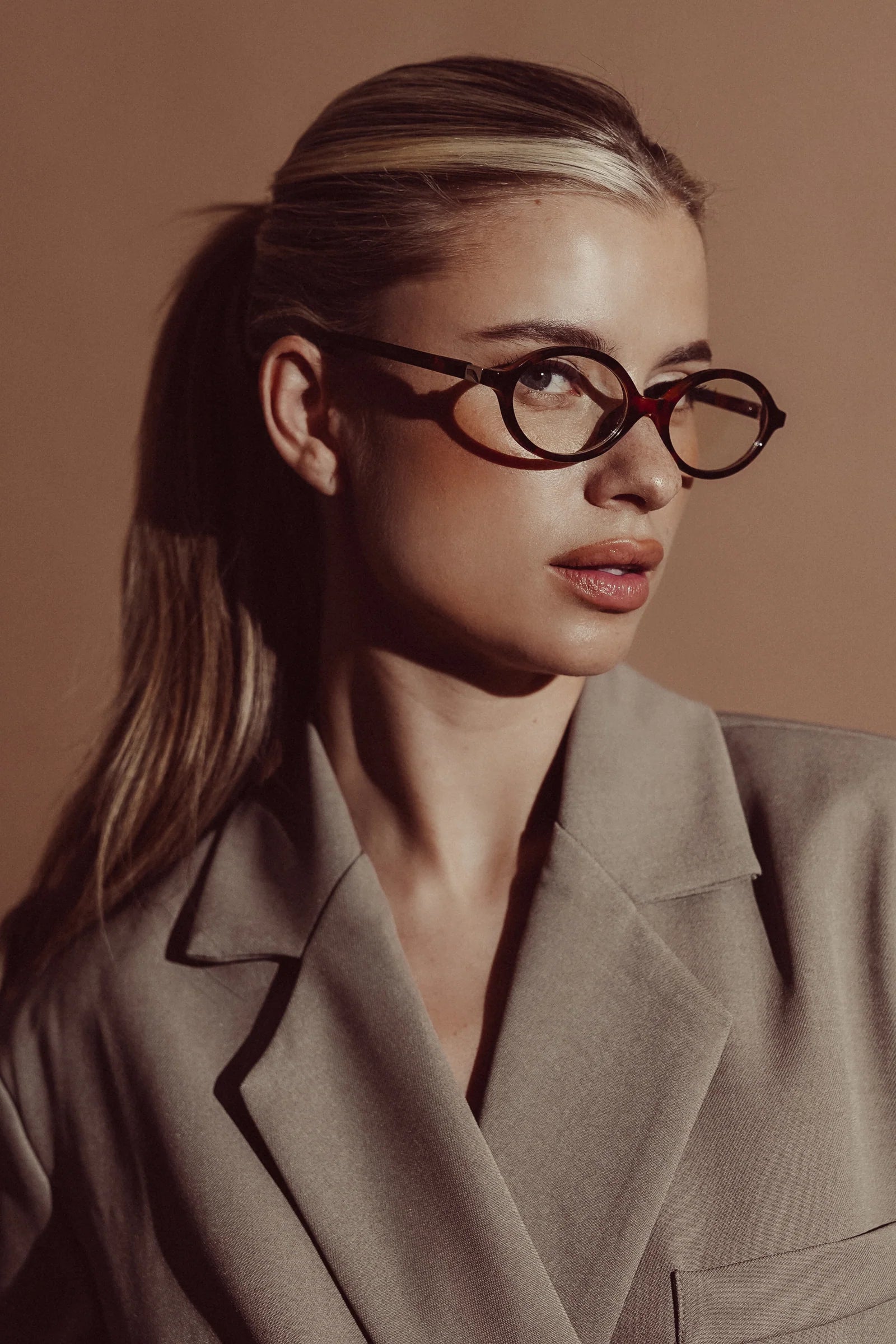 Round Glasses with Blue Light Lenses – Brown