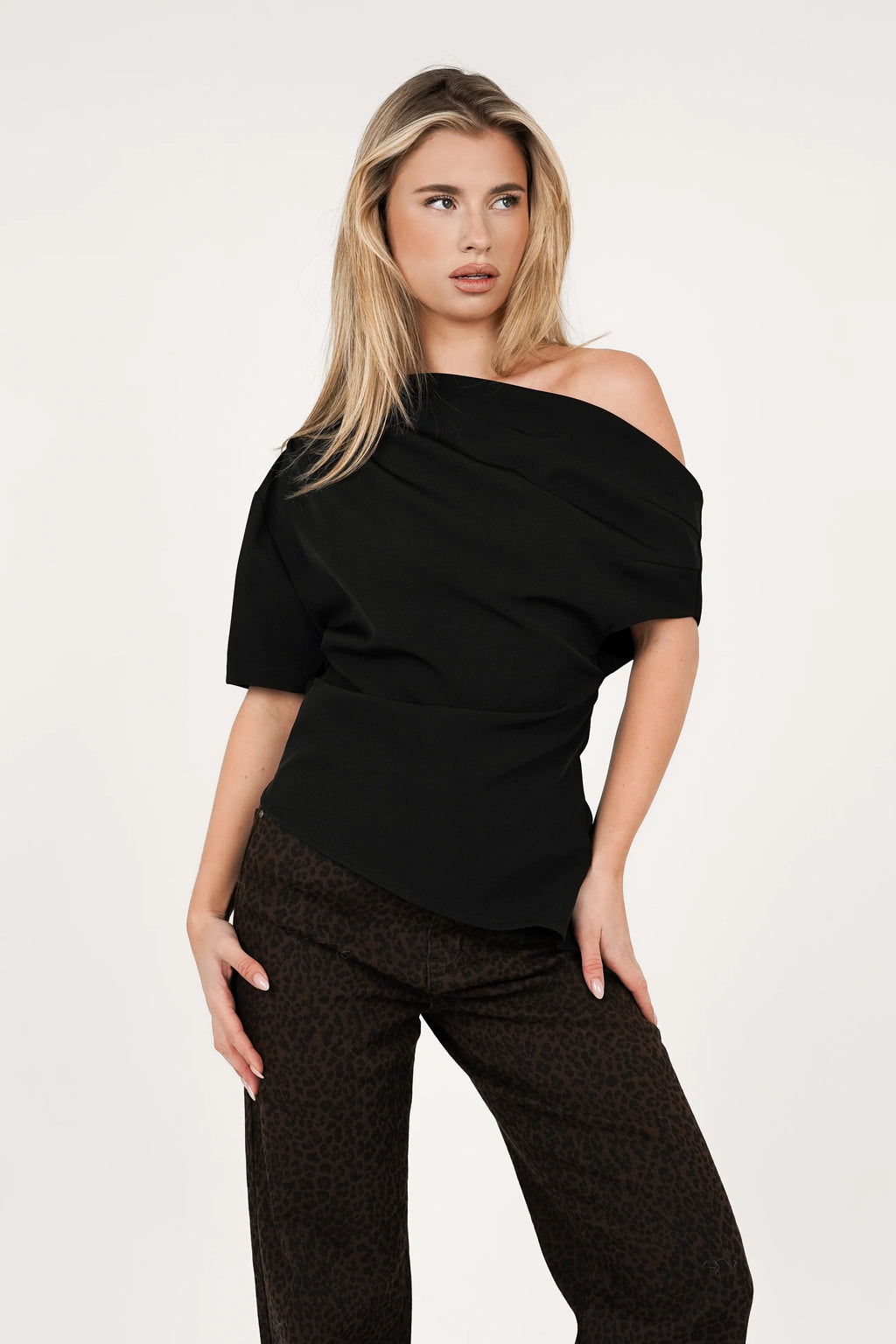 Black Asymmetrical One-Shoulder Top – Chic & Modern Statement Piece