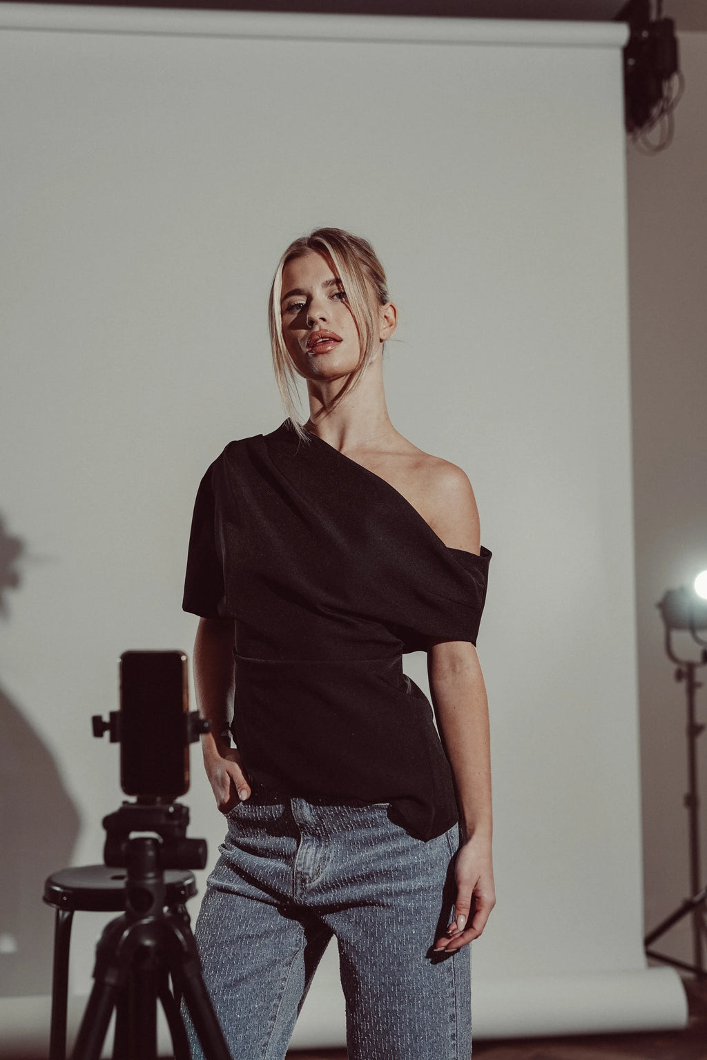 Black Asymmetrical One-Shoulder Top – Chic & Modern Statement Piece