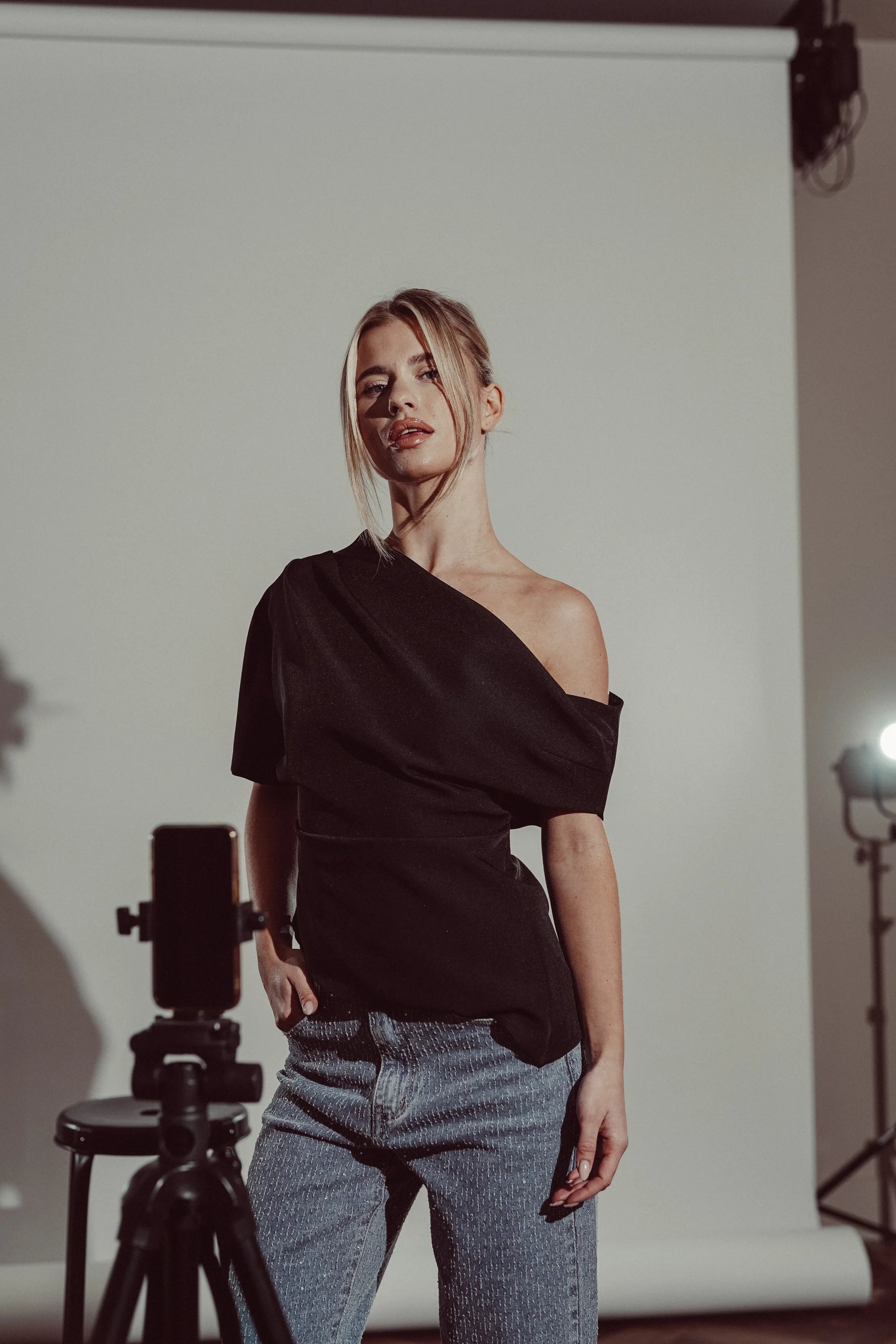 Black Asymmetrical One-Shoulder Top – Chic & Modern Statement Piece