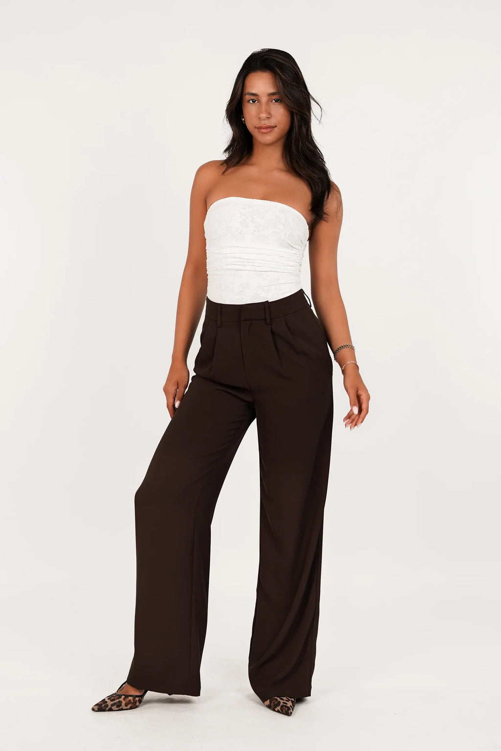 Seravelle Tailored Darkbrown Pantalon