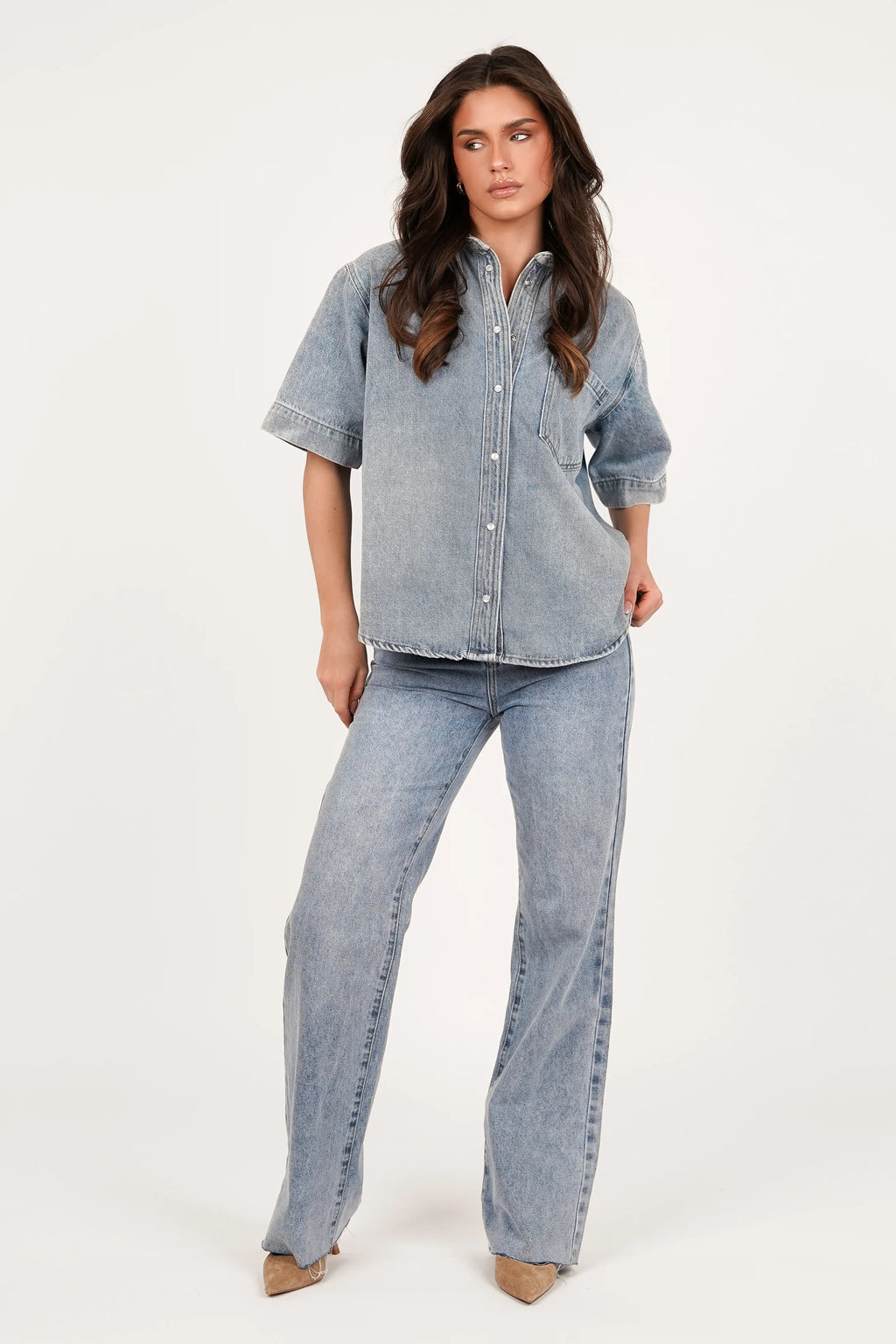 Seravelle Oversized Lightblue Denim Set