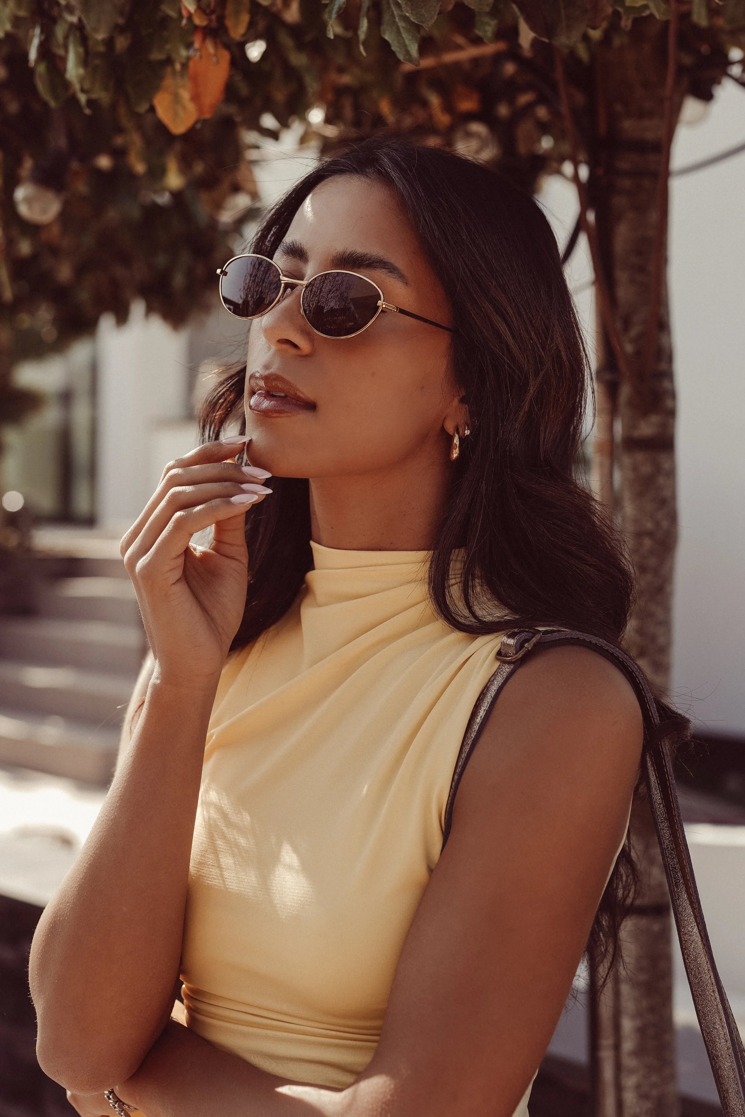 Slim Oval Brown Sunglasses – UV Protection