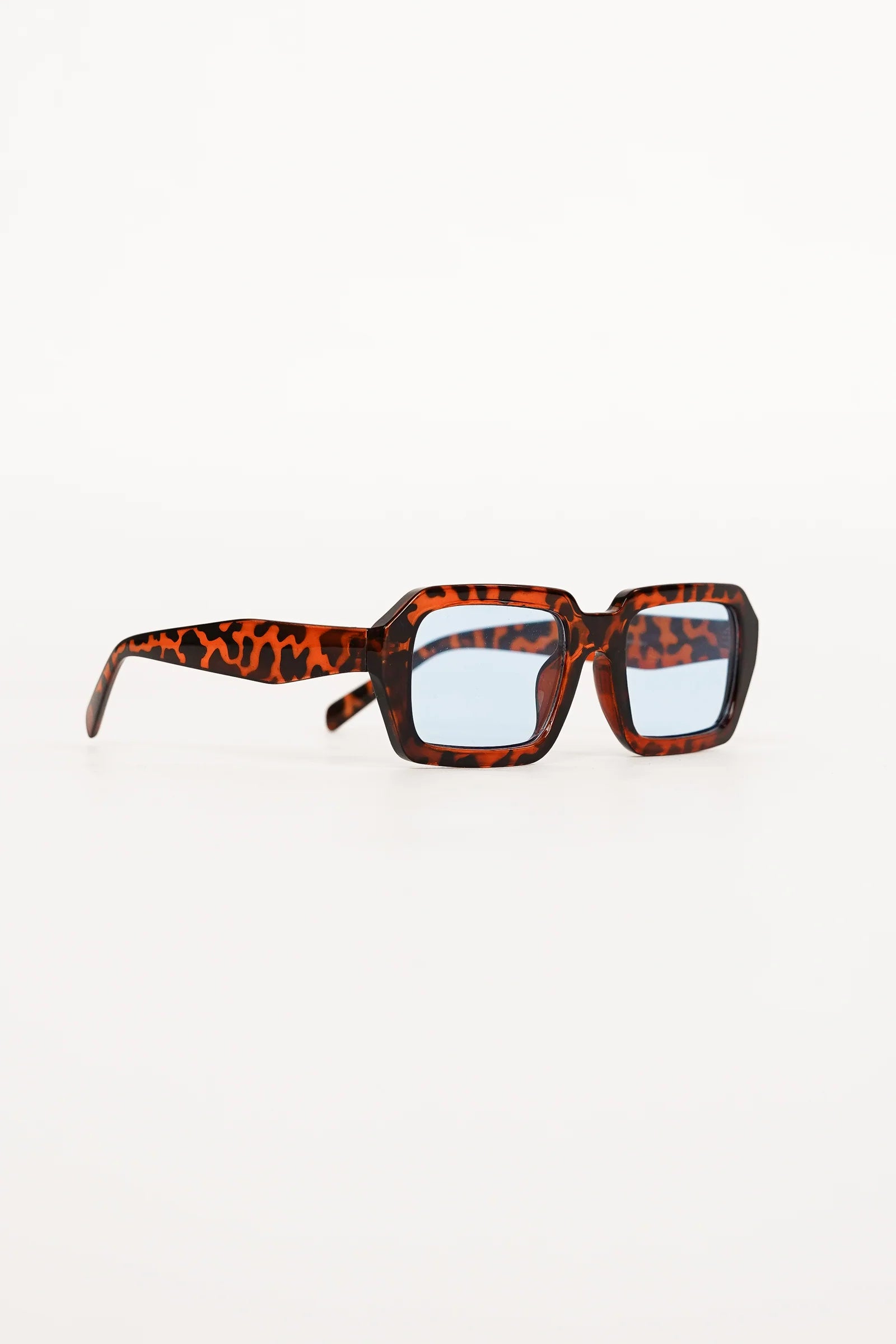 Wide Rectangular Sunglasses – Leopard Blue