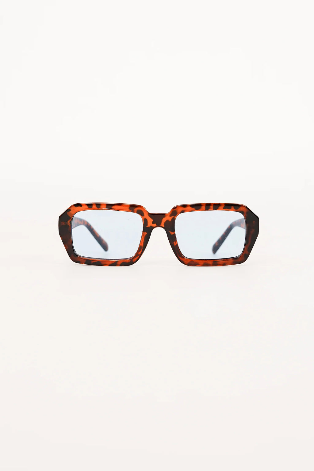 Wide Rectangular Sunglasses – Leopard Blue