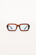 Wide Rectangular Sunglasses – Leopard Blue