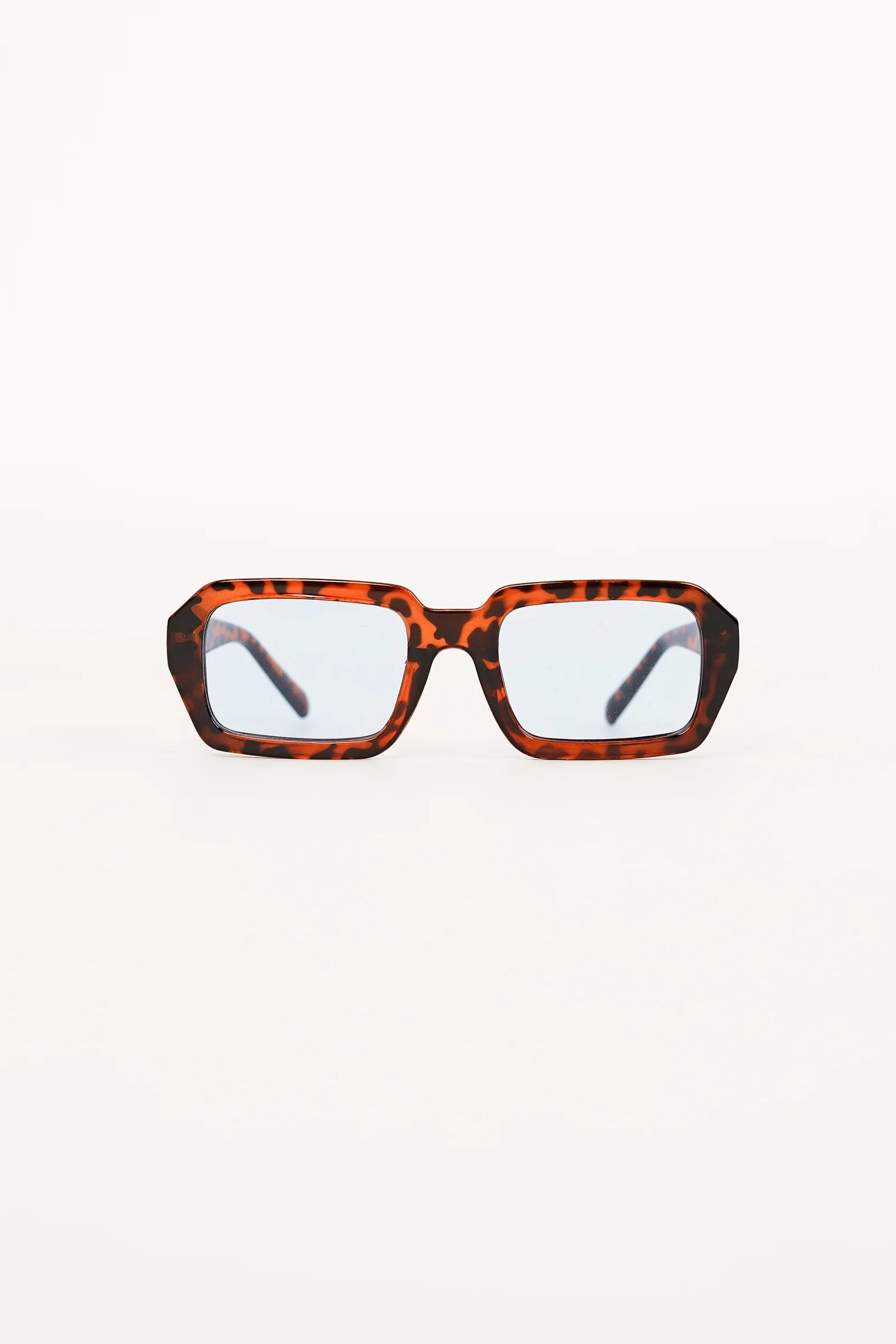 Wide Rectangular Sunglasses – Leopard Blue